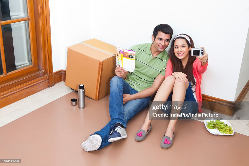 Young couple taking a self portrait