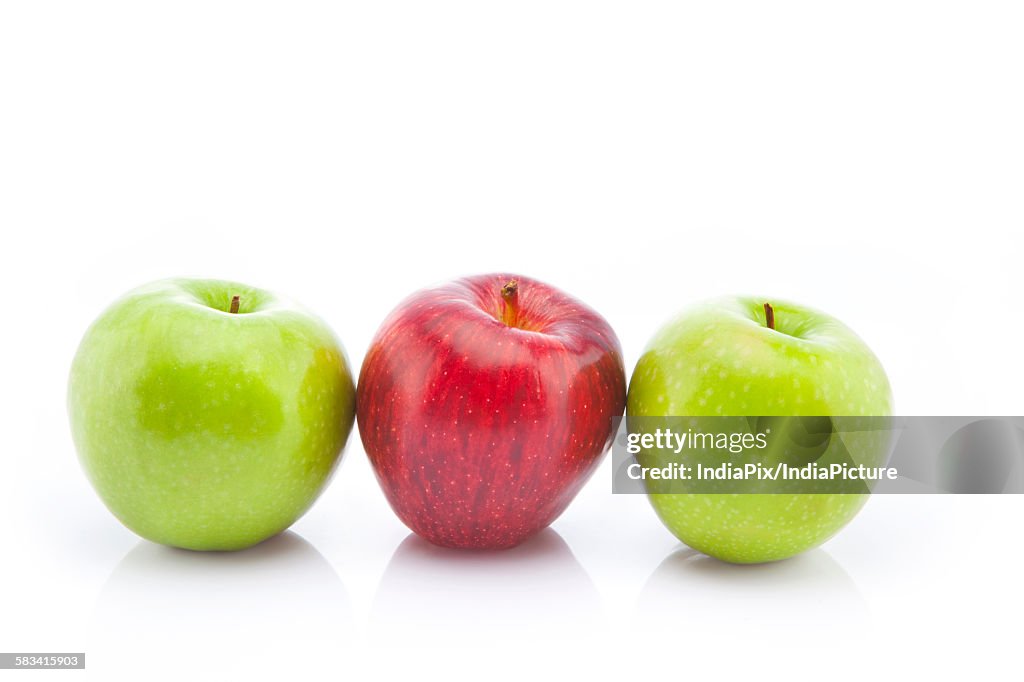 Green and red apples