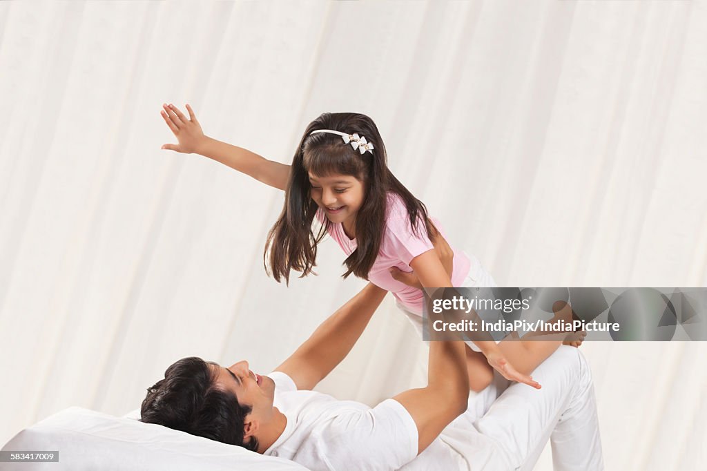 Father and daughter enjoying