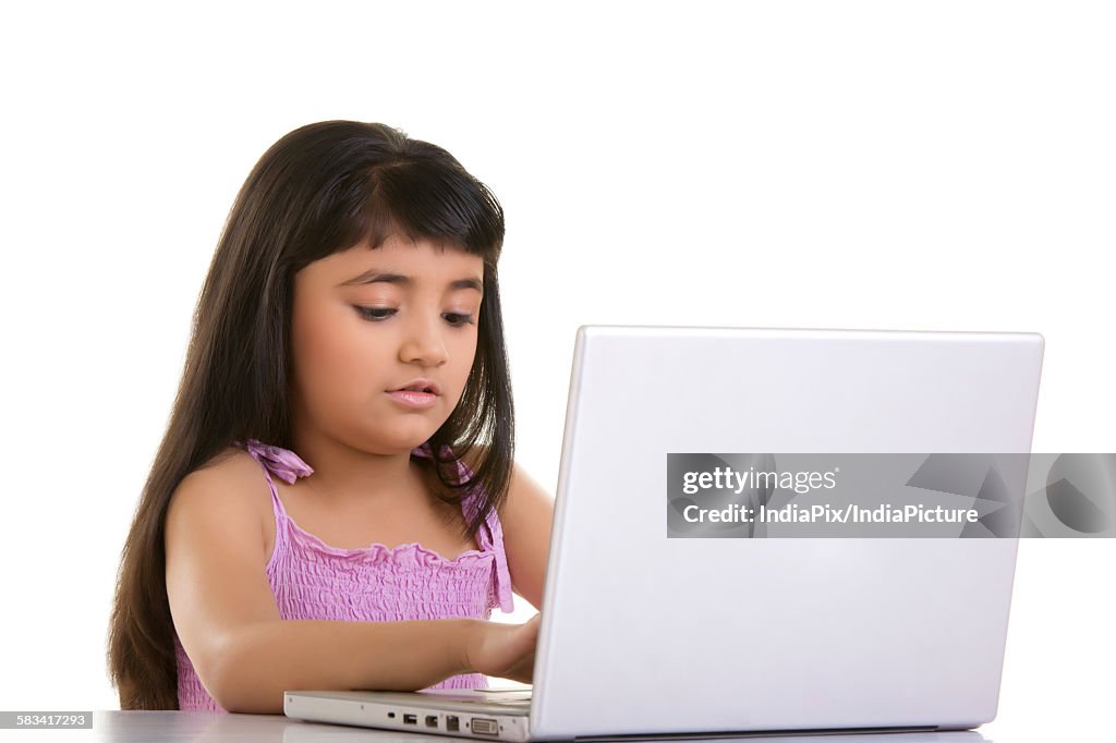 Girl working on a laptop