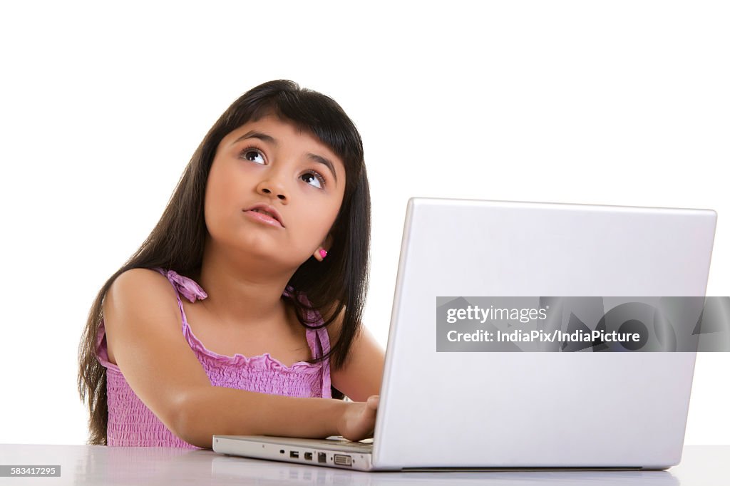 Girl working on a laptop