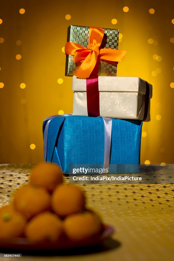 Gift boxes stacked