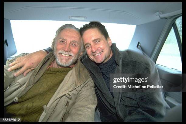 Michael Douglas visits his father, who is in the Pyrenees for the filming of Xavier Castano's new film Veraz.