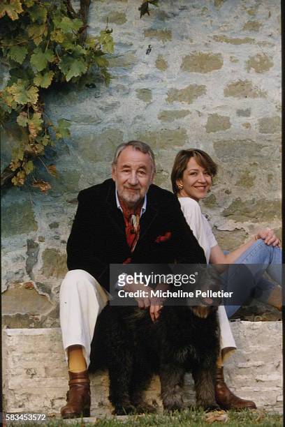 French actor Philippe Noiret with his wife actress Monique Chaumette and their daughter Frédérique Noiret, at their home in Montreal, around...
