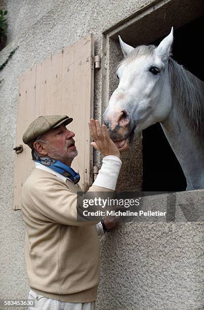 French actor Philippe Noiret at his home in Montreal, around Carcassone.