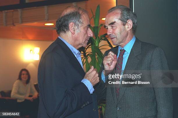 Jean-Pierre Elkabbach and Robert Badinter at the screening of the film 'Conversation avec un president.'