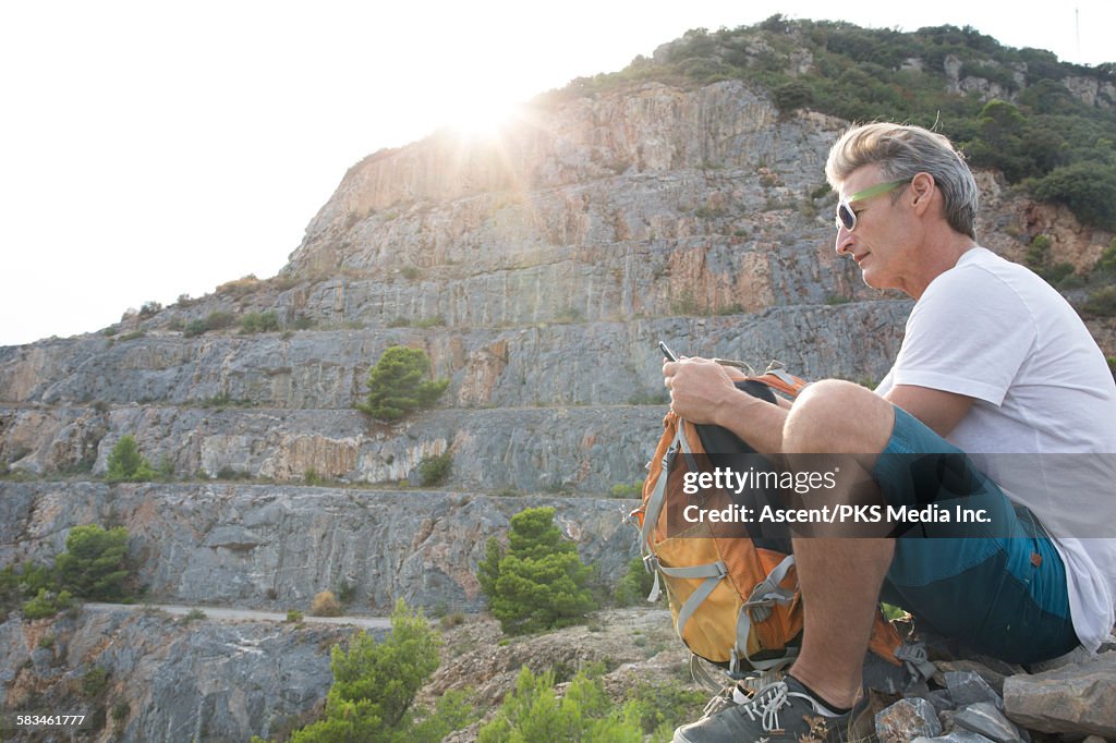 Hiker sends text from rest spot below old quarry