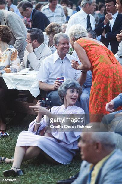 President Jimmy Carter, center, on the South Lawn of the White House during the White House Jazz Concert on the occasion of the 25th anniversary of...