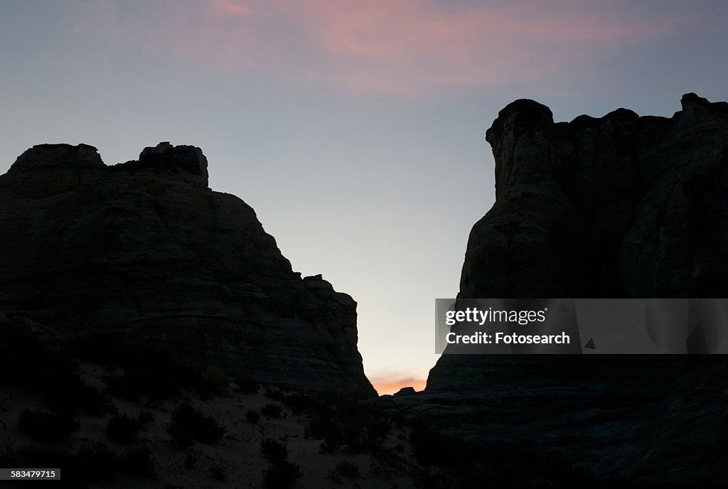 Silhouette of rock formations