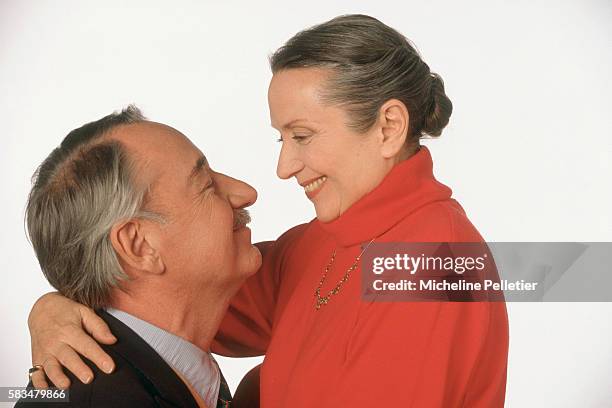 Actor Philippe Noiret with His Wife, Monique Chaumette