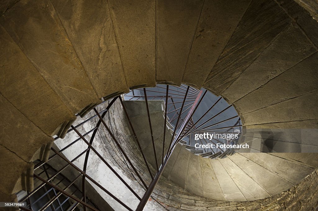 Architectural detail of a spiral staircase