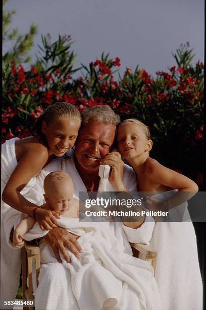 French TV presenter Jacques Martin on holiday with his family at Tourrette sur Loup, France.