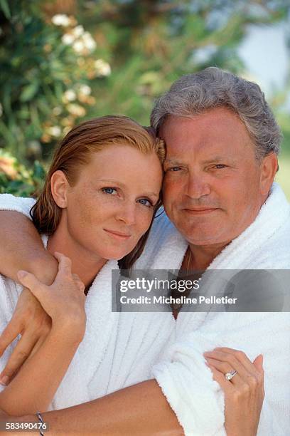 French TV presenter Jacques Martin on holiday with his family, in Tourrette sur Loup.
