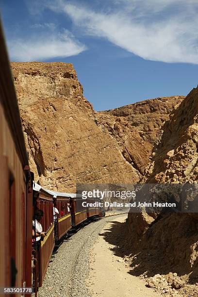africa, tunisia, metlaoui, selja gorge, red lizard ( lezard rouge ) train - rouge gorge stockfoto's en -beelden