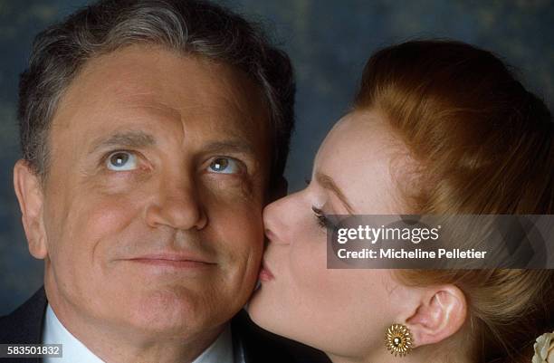 French television presenter Jacques Martin with his wife Celine.