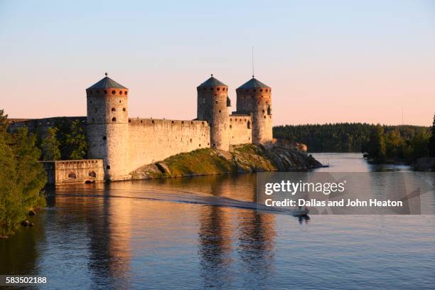 olavinlinna castle in the saimaa lake district - olavinlinna stock pictures, royalty-free photos & images