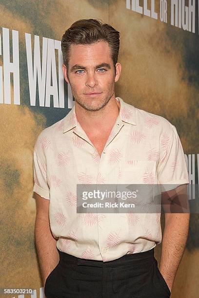Actor Chris Pine arrives at the Alamo Drafthouse for the red carpet screening of 'Hell or High Water' on July 25, 2016 in Austin, Texas.
