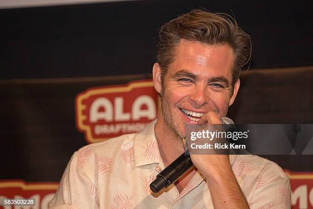 Actor Chris Pine participates in an Alamo Drafthouse Q&A following the Texas red carpet screening of 'Hell or High Water' on July 25, 2016 in Austin,...