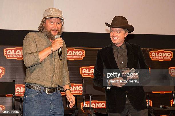 Director David Mackenzie and Alamo Drafthouse CEO / moderator Tim League participate in an Alamo Drafthouse Q&A following the Texas red carpet...