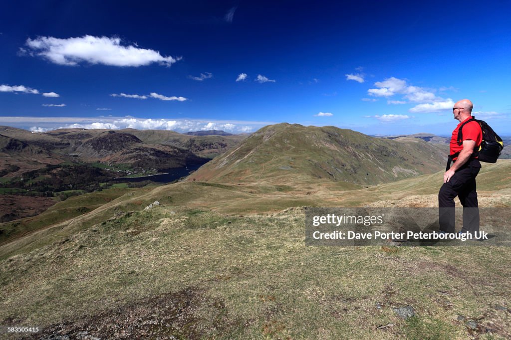 Walker on Angletarn Pikes, Lake District
