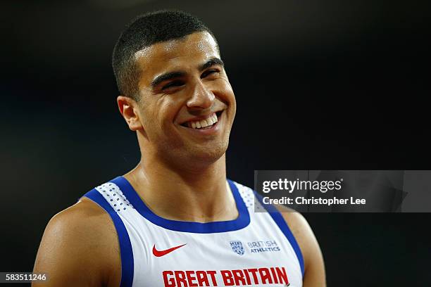 Adam Gemili of Great Britain during Day One of the Muller Anniversary Games at The Stadium - Queen Elizabeth Olympic Park on July 22, 2016 in London,...