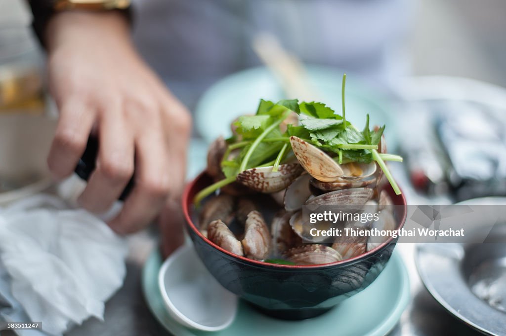 Japanese sake Steamed Clams