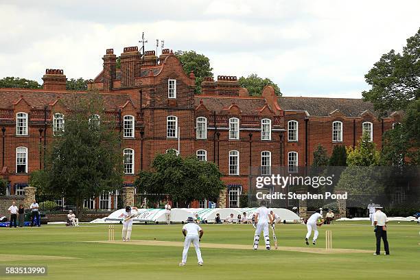 General view of the action during the match between England U19's and Sri Lanka U19's at the University Cricket Ground on July 26, 2016 in Cambridge,...