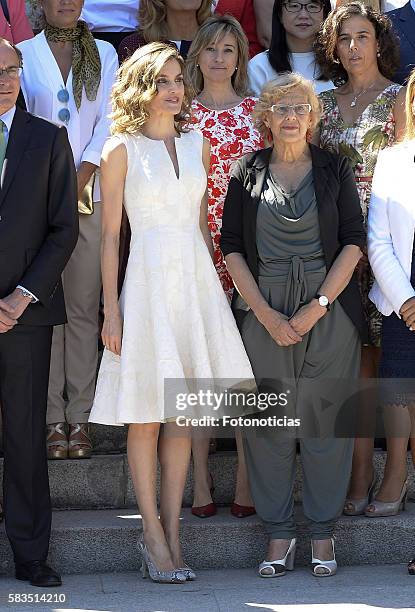 Queen Letizia of Spain and Madrid Mayor Manuela Carmena attend the XXV FEDEPE awards ceremony at Retiro Park on July 26, 2016 in Madrid, Spain.