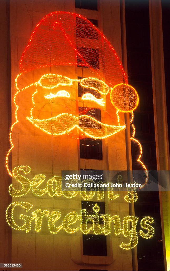 View of Christmas decorations, Kowloon, Hong Kong, China