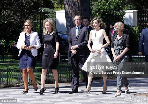 Manuela Carmena , Queen Letizia of Spain and Alfonso Alonso attend FEDEPE Awards at Cecilio Rodriguez gardens on July 26, 2016 in Madrid, Spain.