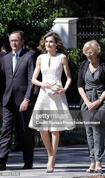 Manuela Carmena , Queen Letizia of Spain and Alfonso Alonso attend FEDEPE Awards at Cecilio Rodriguez gardens on July 26, 2016 in Madrid, Spain.