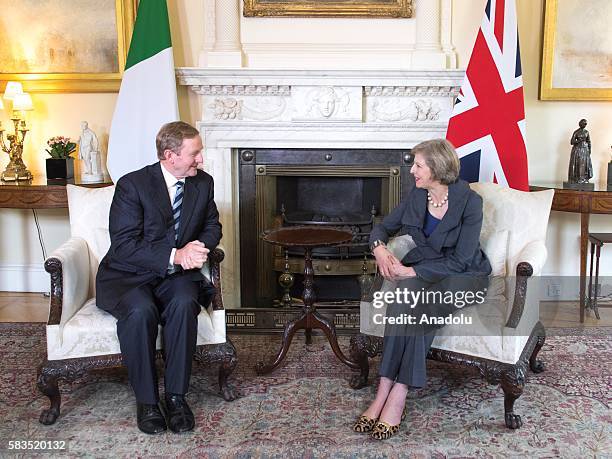 British Prime Minister Theresa May and Irish Prime Minister Enda Kenny meet at 10 Downing Street in London, England, United Kingdom on July 26, 2016.