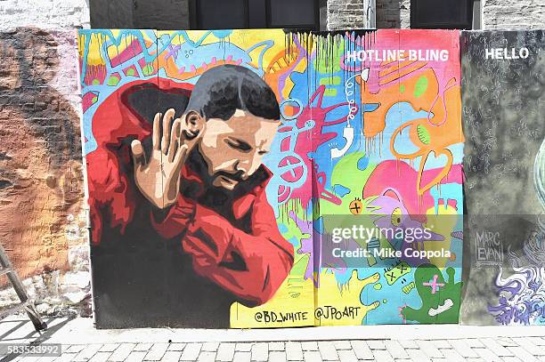 Mural is unveiled announcing the 2016 MTV Video Music Awards nominations in First Street Green Art Park on July 25, 2016 in New York City. MTV...