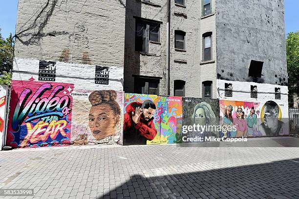 Mural is unveiled announcing the 2016 MTV Video Music Awards nominations in First Street Green Art Park on July 25, 2016 in New York City.