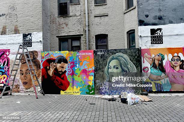 Mural is unveiled announcing the 2016 MTV Video Music Awards nominations in First Street Green Art Park on July 25, 2016 in New York City.