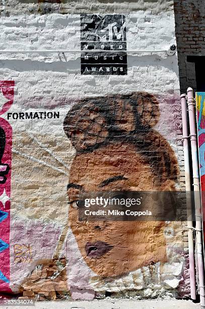 Mural is unveiled announcing the 2016 MTV Video Music Awards nominations in First Street Green Art Park on July 25, 2016 in New York City. MTV...