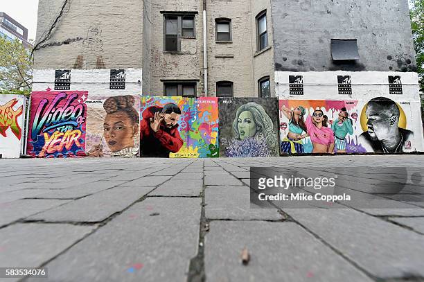 Mural is unveiled announcing the 2016 MTV Video Music Awards nominations in First Street Green Art Park on July 25, 2016 in New York City.