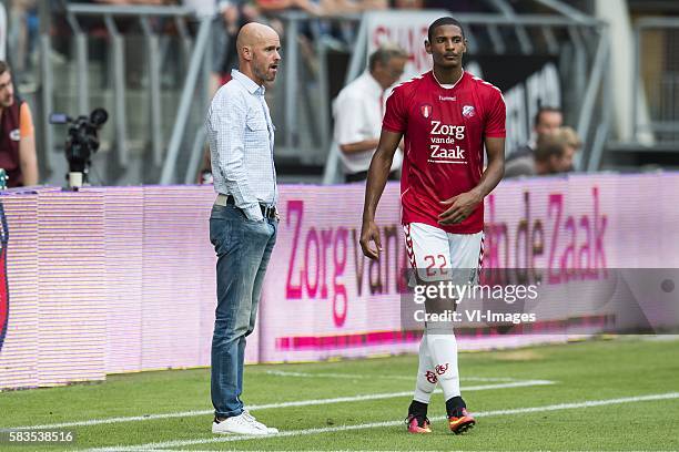 Coach Erik ten Hag of FC Utrecht, Sebastien Haller of FC Utrecht during the pre-season freindly match between FC Utrecht and RCD Espanyol on July 26,...