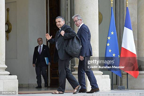 The Archbishop of Rouen Dominique Lebrun arrives at the Elysee Palace for a meeting with french President Francois Hollande on July 26, 2016 in...