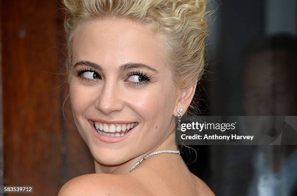 Pixie Lott arrives for the opening night of Breakfast at Tiffany's at the Theatre Royal, Haymarket on July 26, 2016 in London, England.