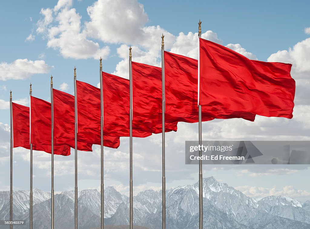 Red Flags, Mountains in Distance