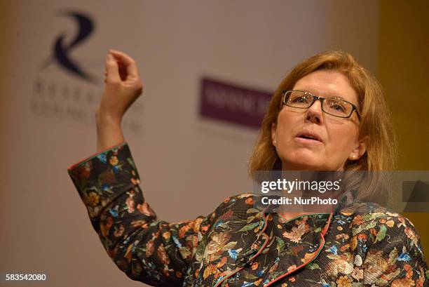 Sherry Coutu CBE, entrepreneur, speaking at the EuroScience Open Forum Conference on July 26th in Manchester, England.