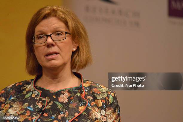 Sherry Coutu CBE, entrepreneur, speaking at the EuroScience Open Forum Conference on July 26th in Manchester, England.