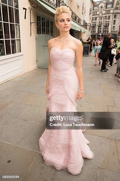 Pixie Lott arrives for the opening night of Breakfast at Tiffany at Theatre Royal on July 26, 2016 in London, England.