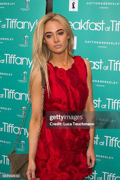 Nicola Hughes arrives for the opening night of Breakfast at Tiffany at Theatre Royal on July 26, 2016 in London, England.