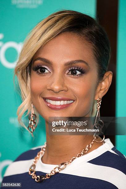 Alesha Dixon arrives for the opening night of Breakfast at Tiffany at Theatre Royal on July 26, 2016 in London, England.