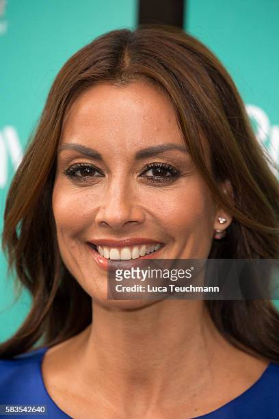 Melanie Sykes arrives for the opening night of Breakfast at Tiffany at Theatre Royal on July 26, 2016 in London, England.