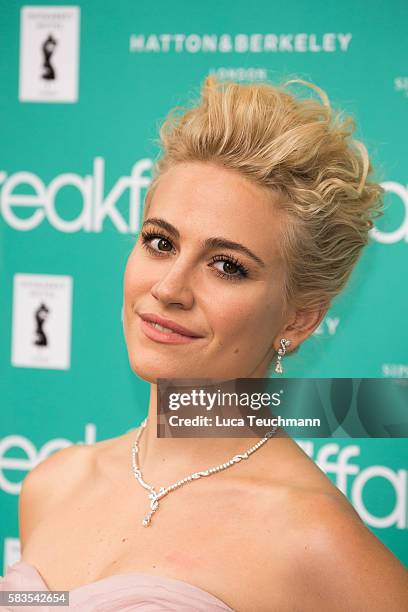 Pixie Lott arrives for the opening night of Breakfast at Tiffany at Theatre Royal on July 26, 2016 in London, England.