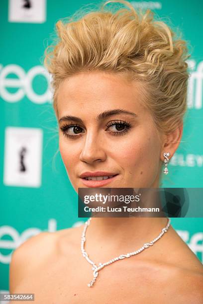 Pixie Lott arrives for the opening night of Breakfast at Tiffany at Theatre Royal on July 26, 2016 in London, England.