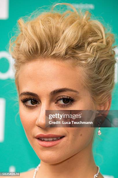 Pixie Lott arrives for the opening night of Breakfast at Tiffany at Theatre Royal on July 26, 2016 in London, England.